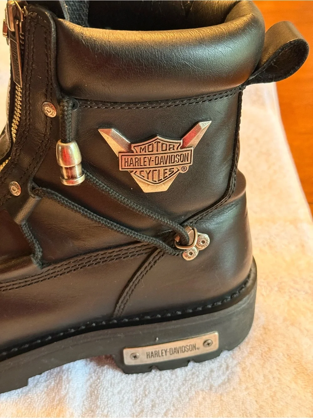 Men’s Harley Davidson Brake Light MC Boots. Leather Uppers,Twin Zippers. 11 1/2